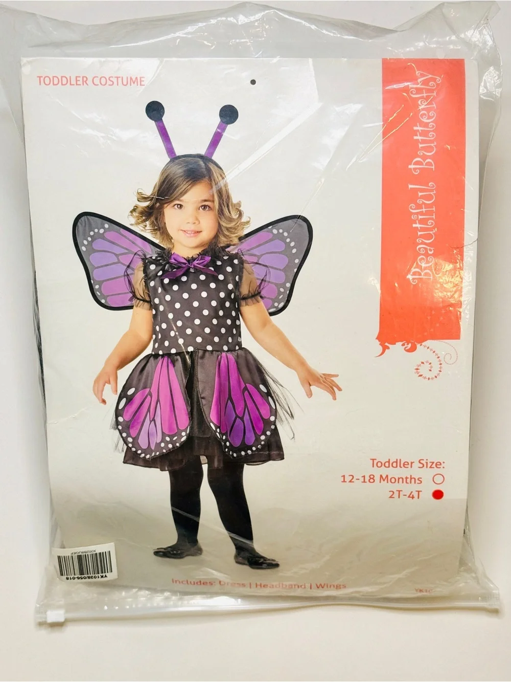 Purple Butterfly Halloween Costume Girls 2T-4T Dress Wings Antenna Set